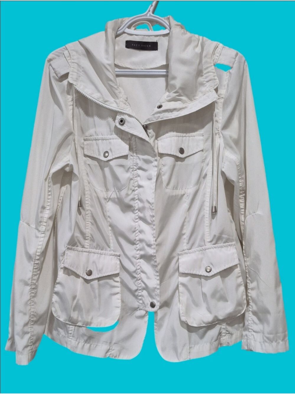 Suzy Shier White Utility Anorak Windbreaker Jacket - Size Large
